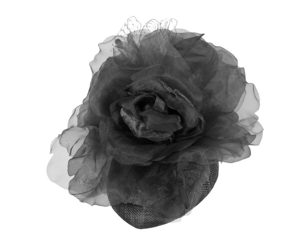 Black flower pillbox fascinator by Fillies Collection-1
